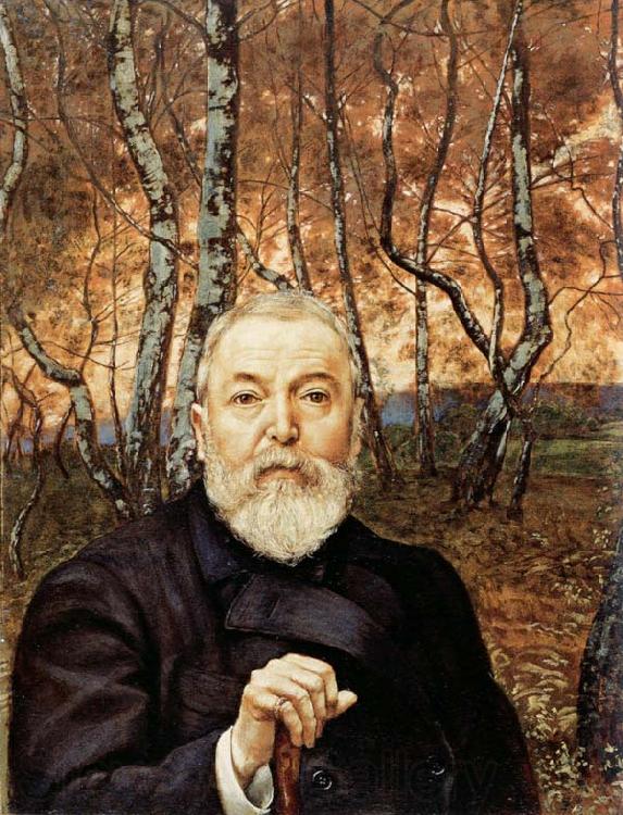 Hans Thoma Self-Portrait before a Birch Wood Norge oil painting art